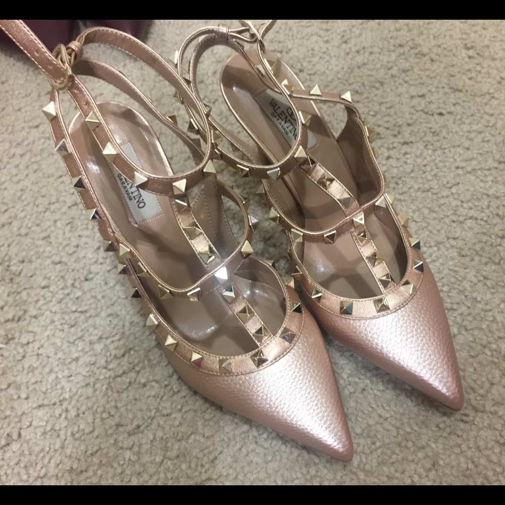 Rock Stud Pumps - Rose Gold