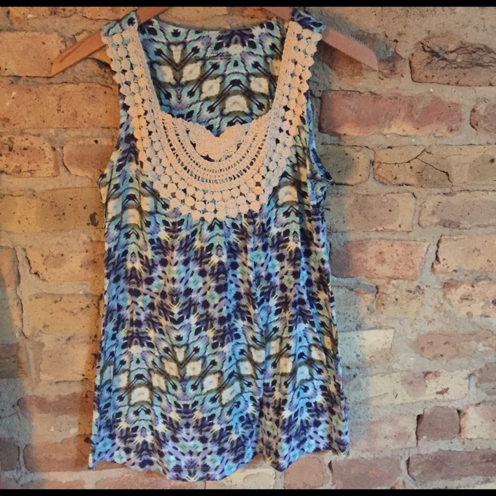 Fun tie dye woven necklace long tank/tunic - Picture 1 of 4
