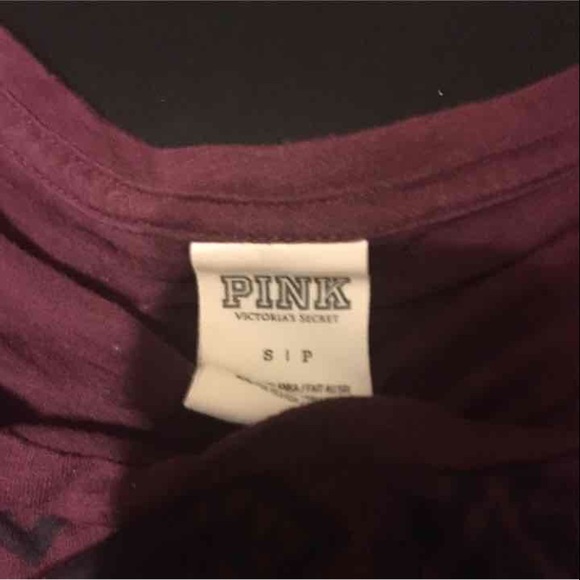 Victoria's Secret Pink Maroon Sm L/S Tee - Picture 2 of 3