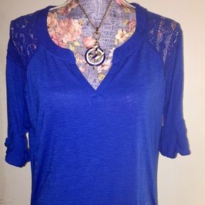 ⚓️XXL Nautical Blue Top w/Lace Back!