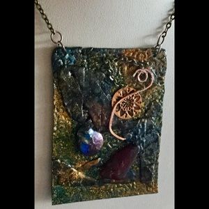 Handmade polymer clay pendant