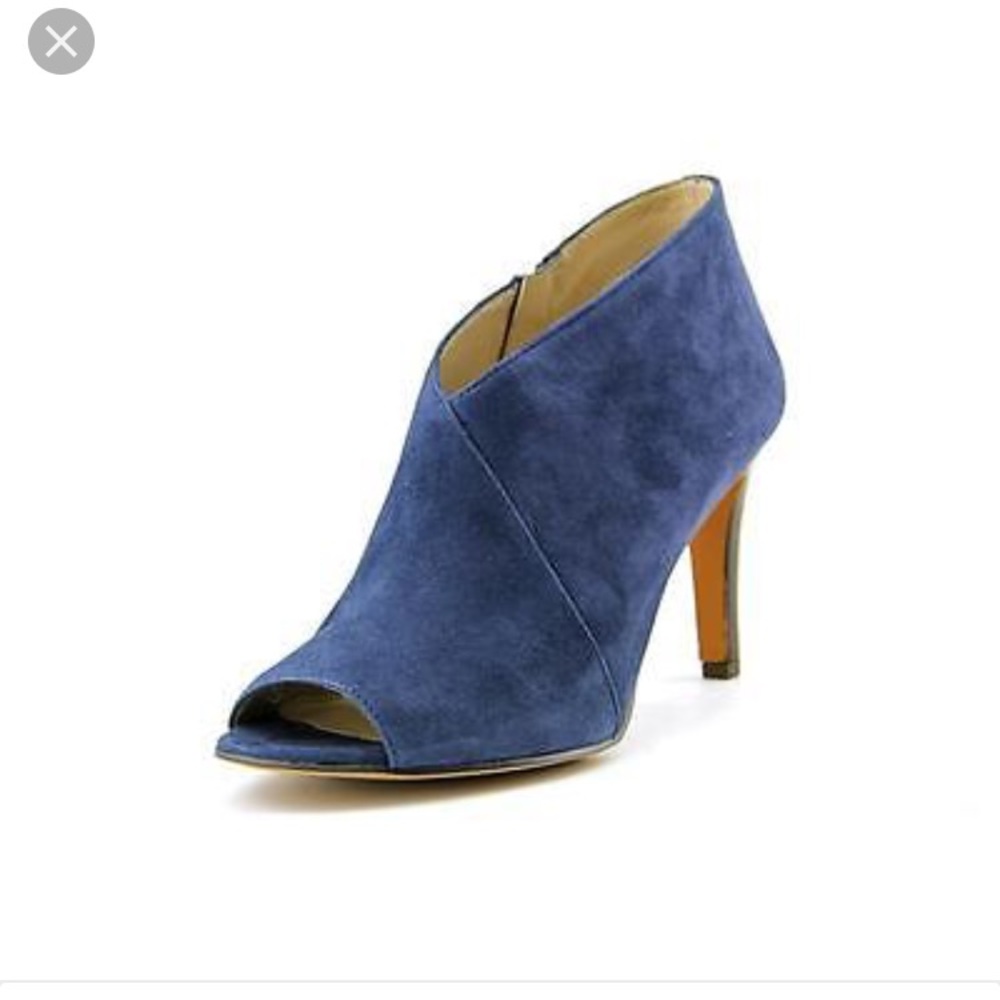 suede peep toe booties
