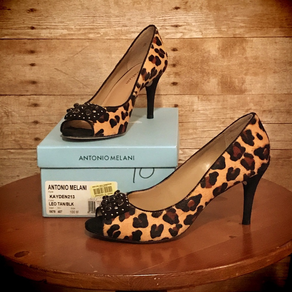 Leopard Print Open Toe Heels