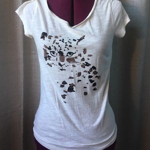 Ann Taylor Loft soft cream jaguar v-neck.