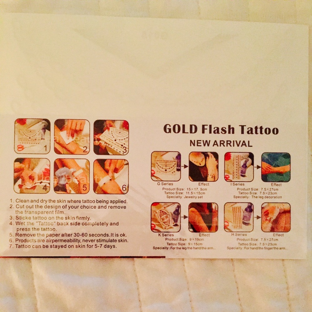 FOUR PACKS Flash Vine Temp Tattoo | Gold - Picture 8 of 8