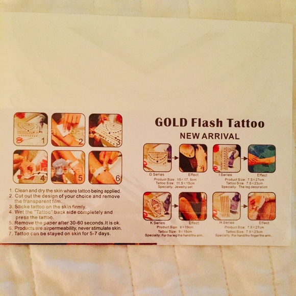 FOUR PACKS Flash Vine Temp Tattoo | Gold - Picture 8 of 8