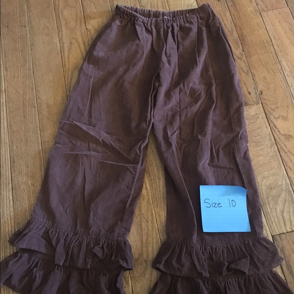 Brown corduroy Ruffle pants size 10