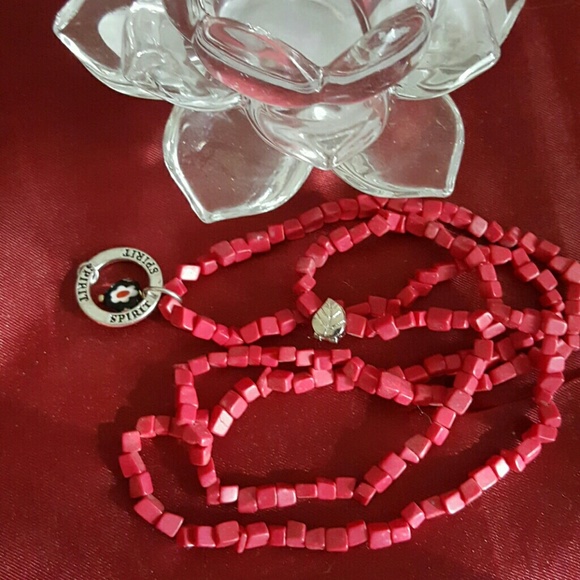 Spirit red coral murano glass heart mala necklace - Picture 3 of 4