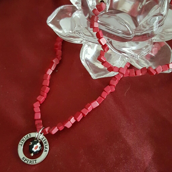 Spirit red coral murano glass heart mala necklace - Picture 4 of 4