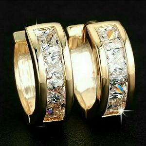 💋RHINESTONE GOLD HOOPS!!!