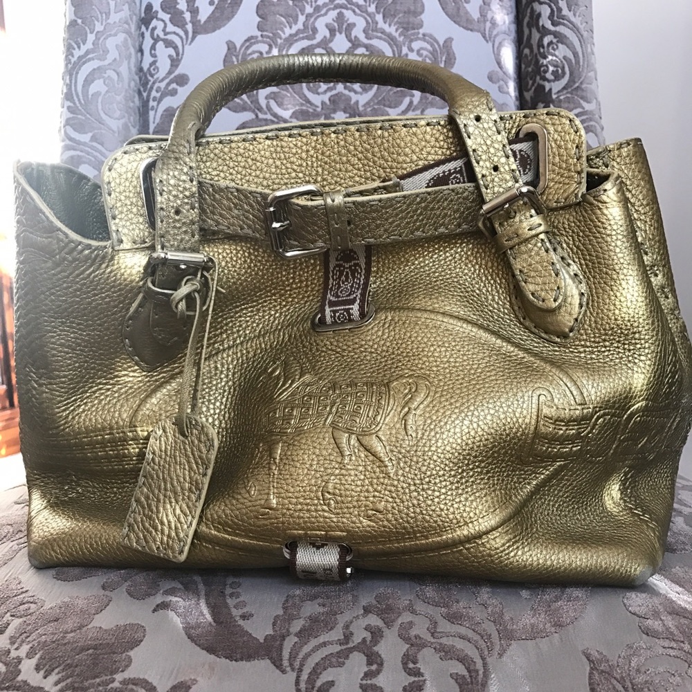 Fendi metallic gold seller is tote
