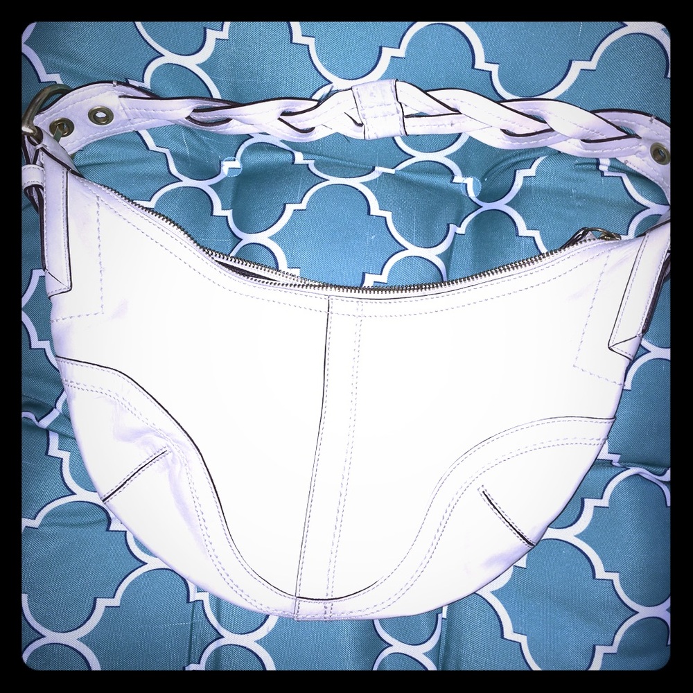 Coach ivory leather soho braided hobo bag