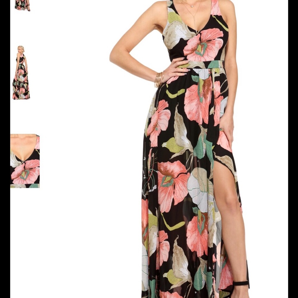 Floral Chiffon Maxi Dress size Small