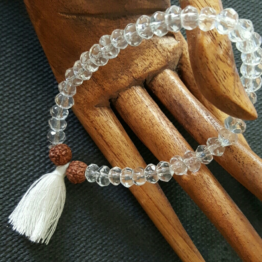 Swarvoski crystal rudraksha seel tassel mala