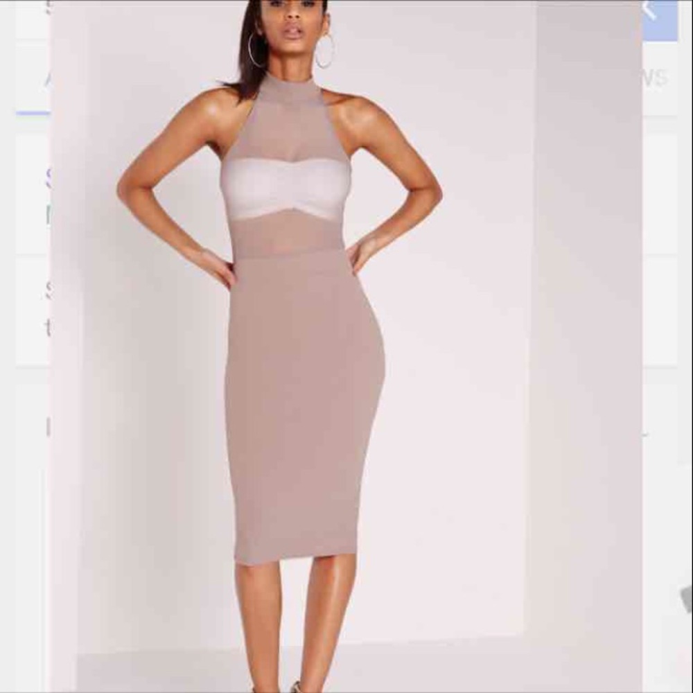 Half sheer midi dress