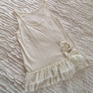 Jcrew Tank with ruffle bottom and rosette detail