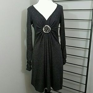 Beaded gray wool dress