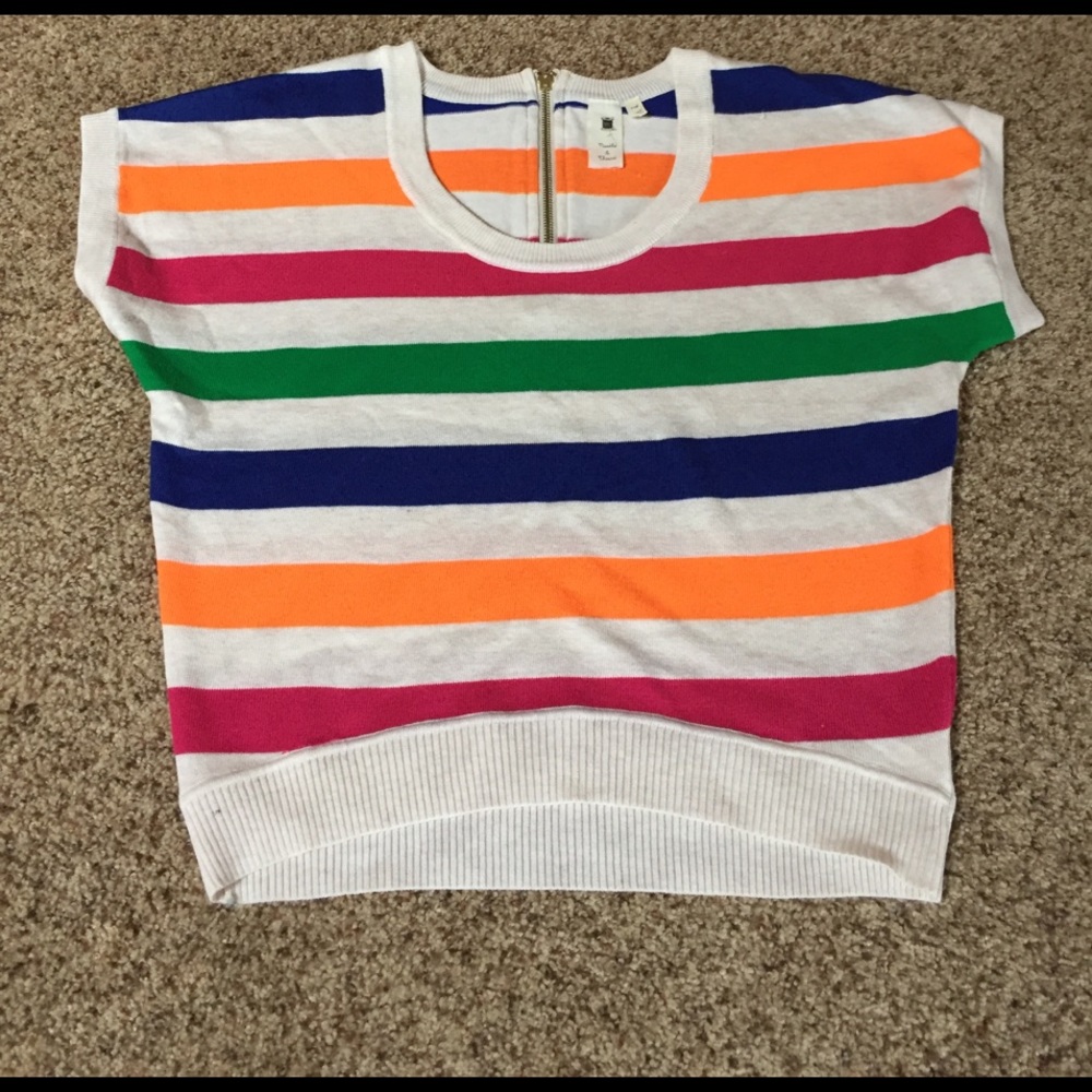 Francesca's sweater T-shirt- multi color stripe
