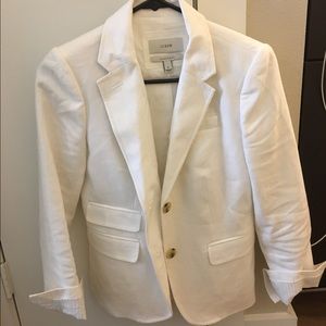 J. Crew White Linen Schoolboy Blazer
