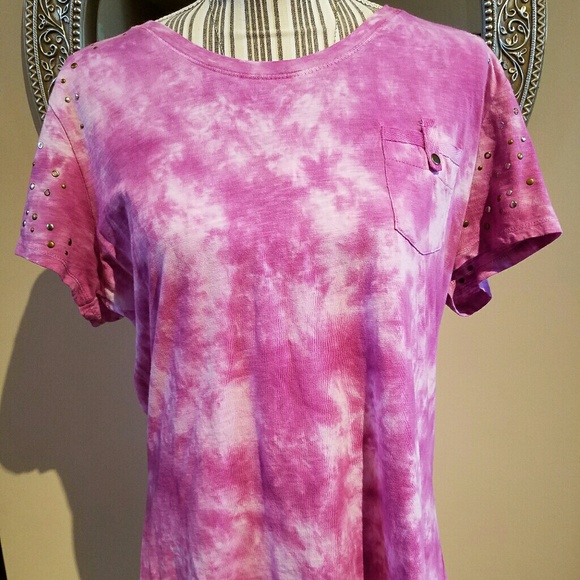 Style & Co. Tops - Style & Co NWOT Purple Tie Dye Embellished T-Shirt