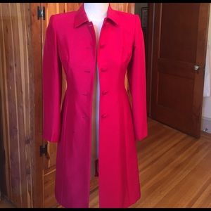 Ann Taylor Long Red Silk Jacket - Size 0P