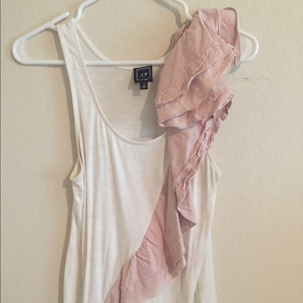 Anthropologie rose ruffle tank top