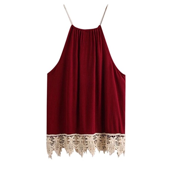 Red Wine Tasseled Tank T - Picture 2 of 3