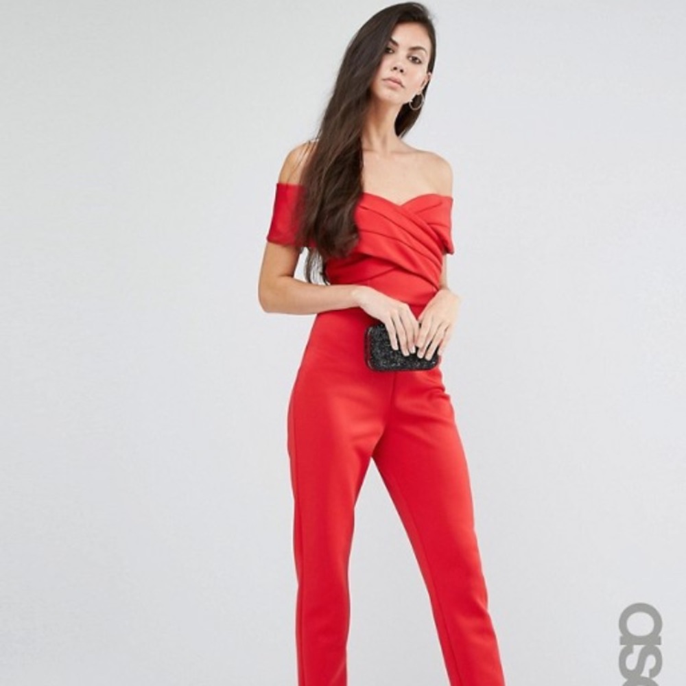 ASOS Tall Red Scuba Jumpsuit