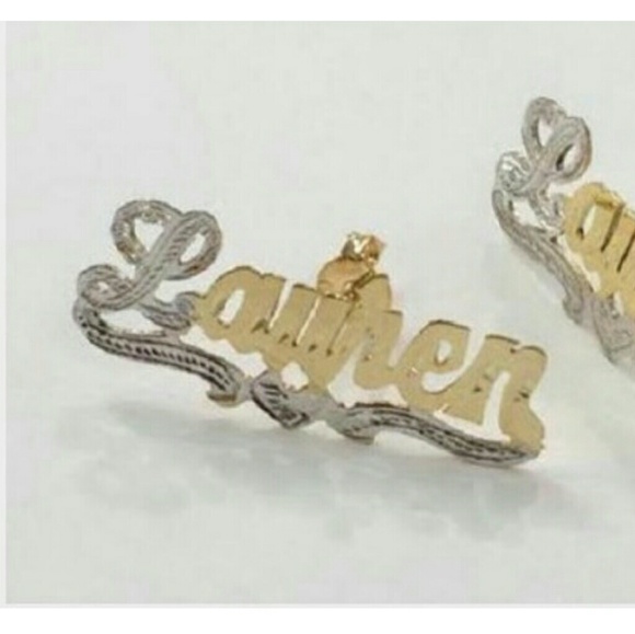Gold plated name plates studs - Picture 1 of 2