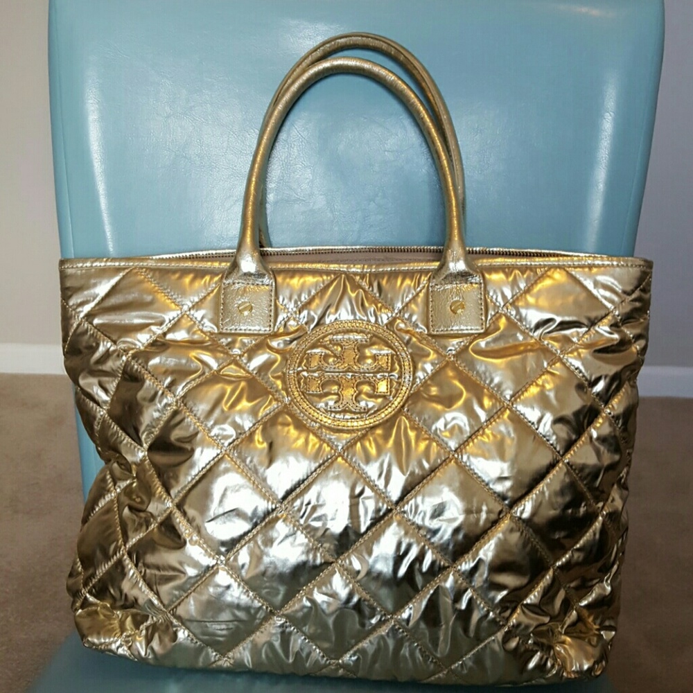 Gold Quilted Tory Burch Handbag
