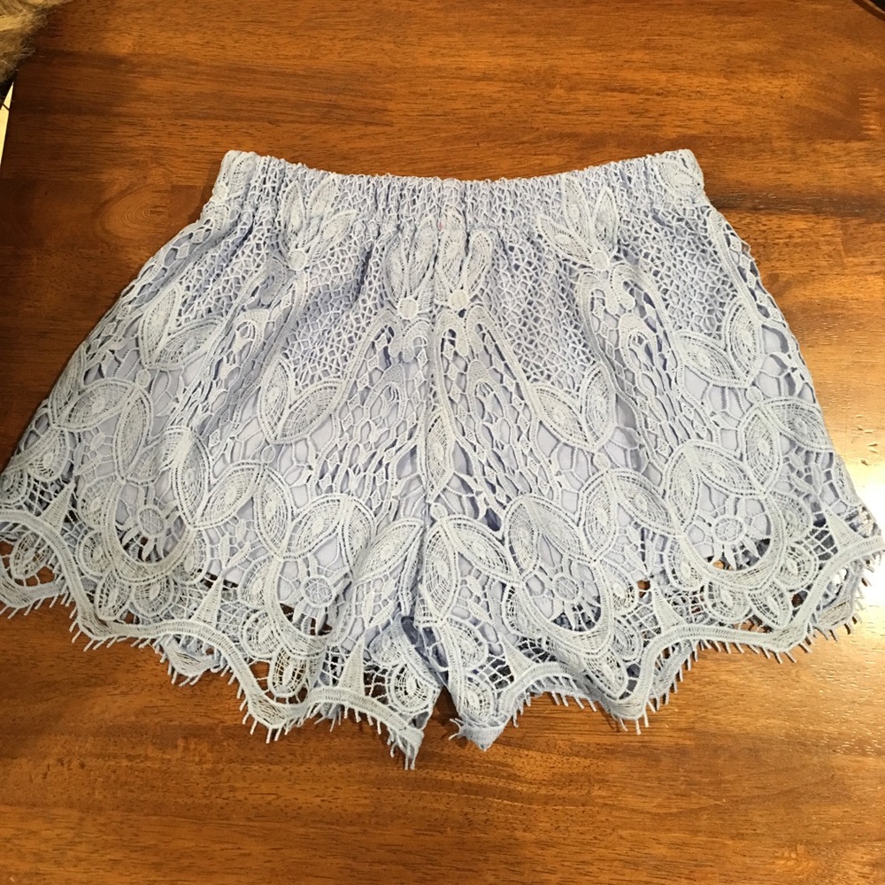 Baby blue crochet shorts!
