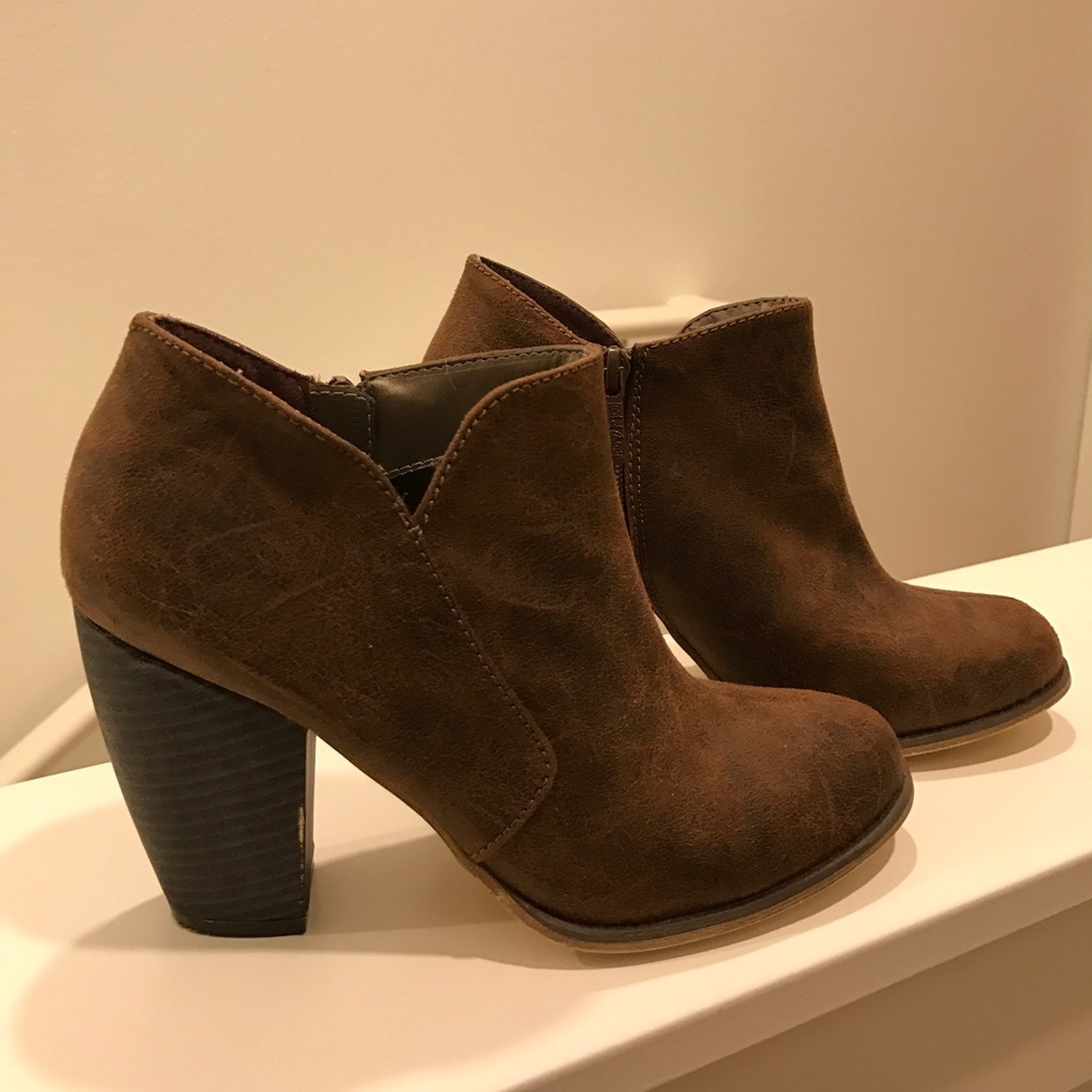 Brown leather booties