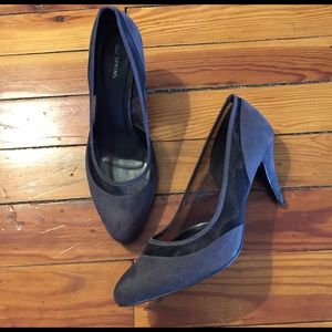 Grey pumps with mesh detail