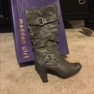 Madden girl heeled boots- Grey