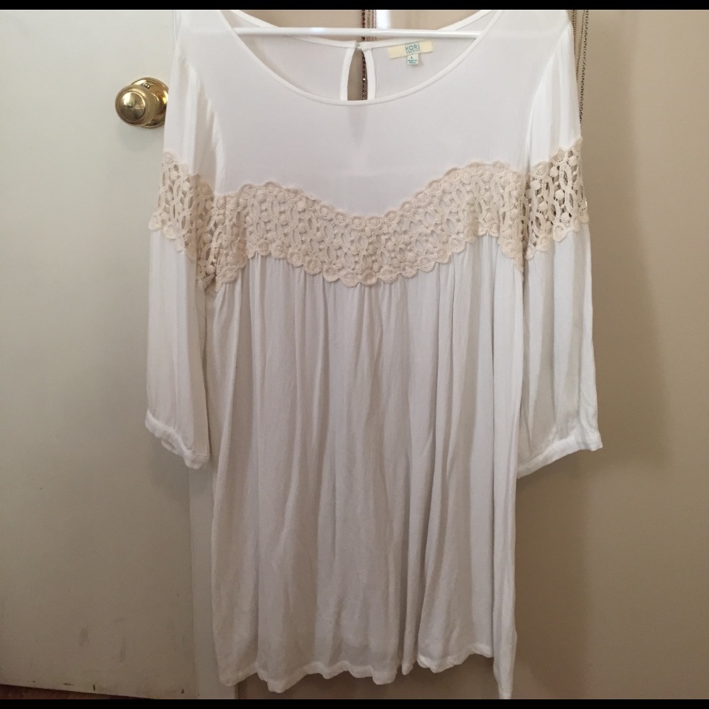 White Dress with Cream Details