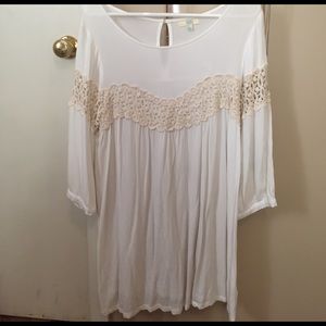 White Dress with Cream Details