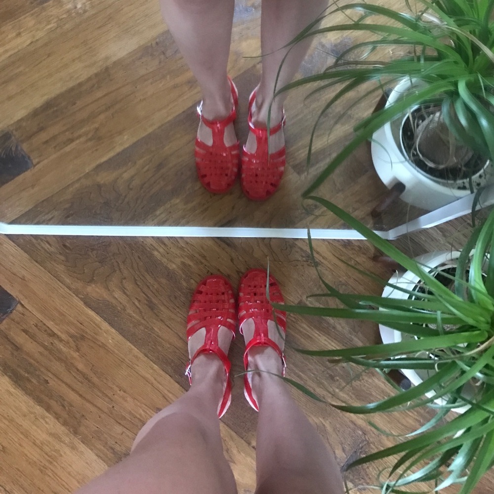 Cherry Red Jelly Sandals