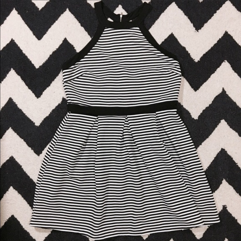 Forever 21+ black and white striped halter dress