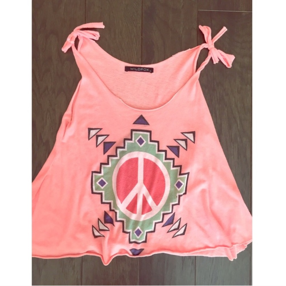 Wildfox Cropped Peace Tank in Pink