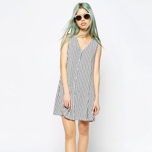 ASOS Sleeveless Button Swing Dress in Stripe Print