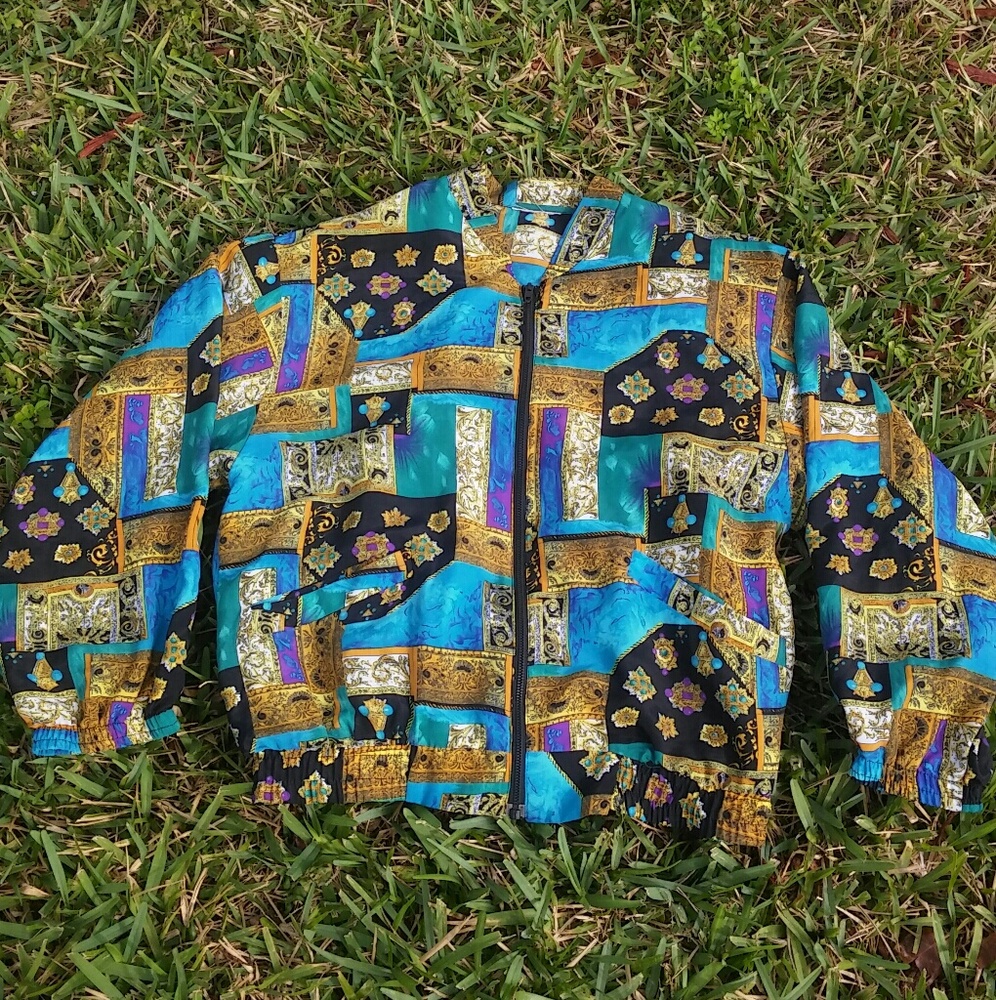 ❌SOLD!❌Vintage Thin Silky Baroque Bomber Jacket
