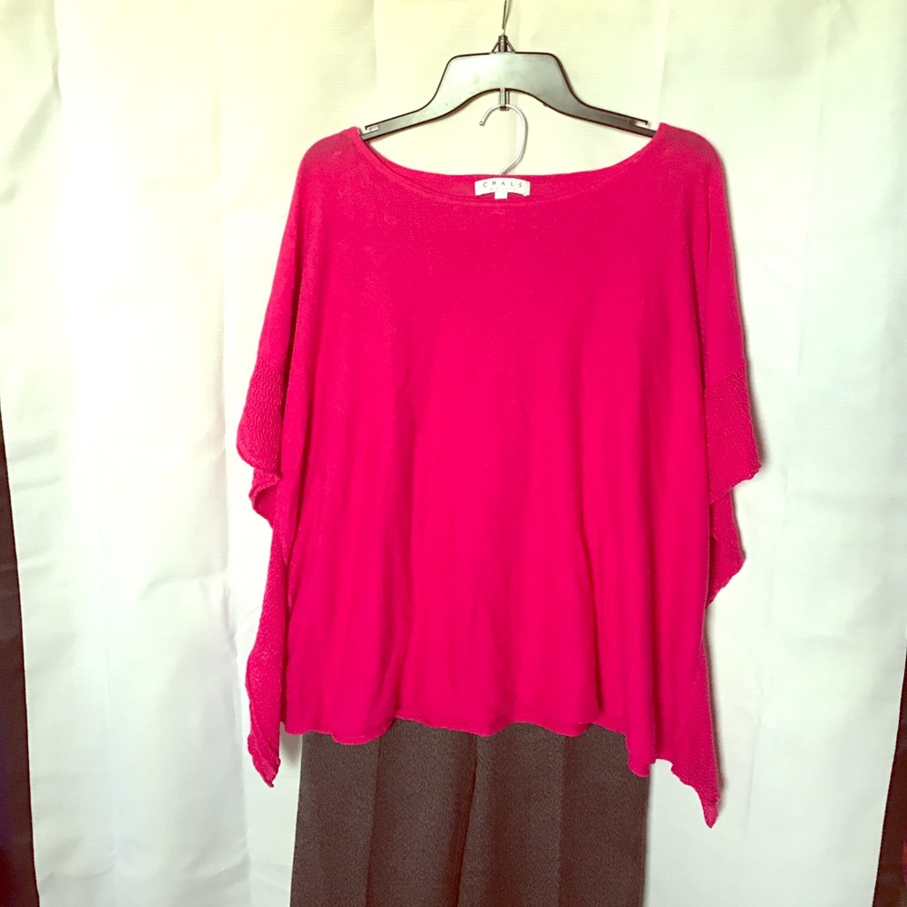 Chaus Pink Knit Poncho Top