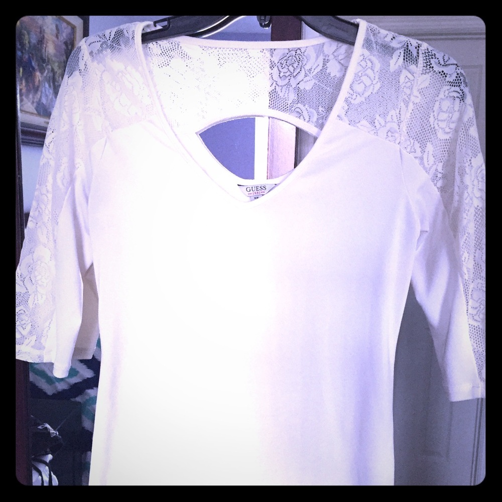 Women's guess white lace top
