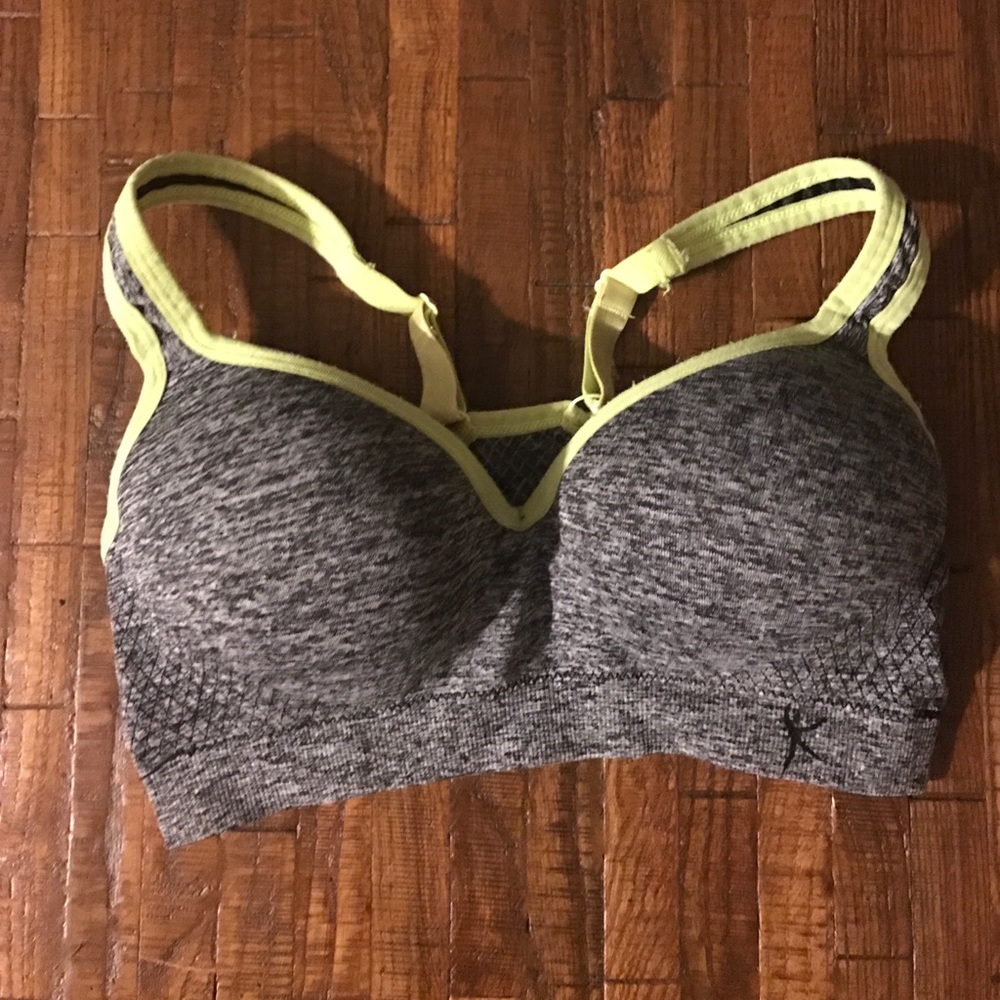 Lime Green and Grey Lightly Padded Sports Bra