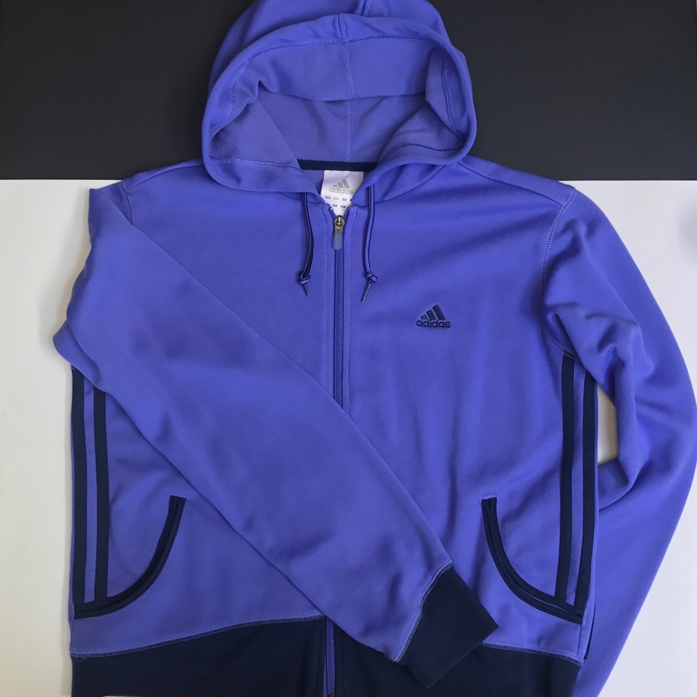 ADIDAS Purple Drawstring Full Zip Hoodie/Jacket - Picture 5 of 7