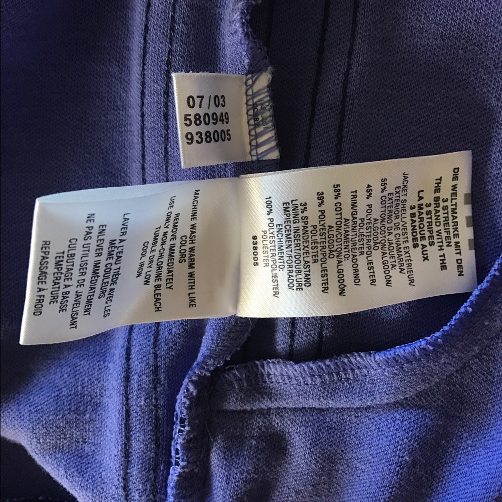 ADIDAS Purple Drawstring Full Zip Hoodie/Jacket - Picture 7 of 7