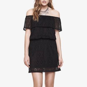 Express Black Lace Off The Shoulder Dress Xs