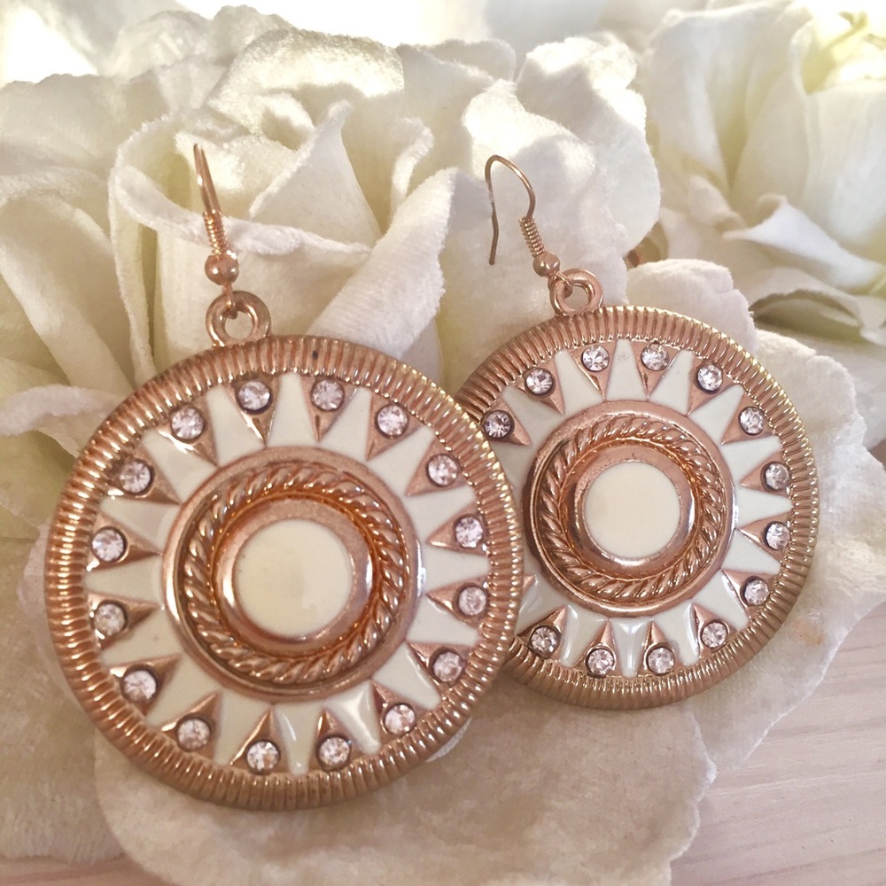 Round Gold "Shield" Statement Earrings