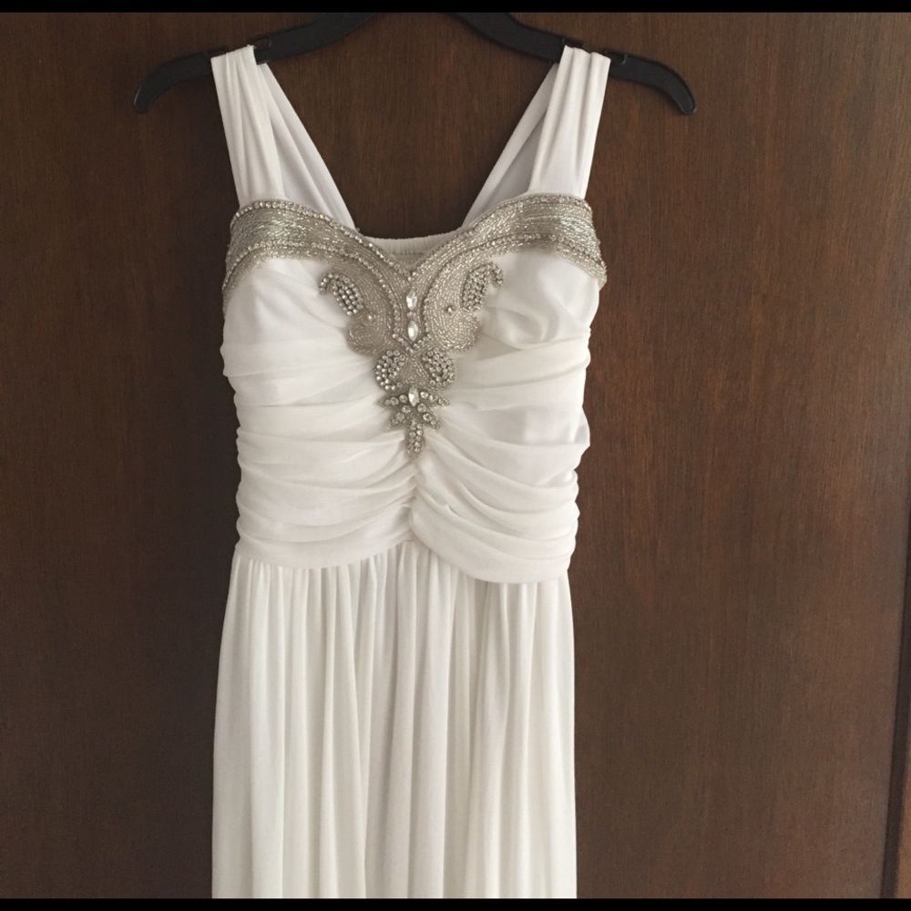 White silver beaded gown