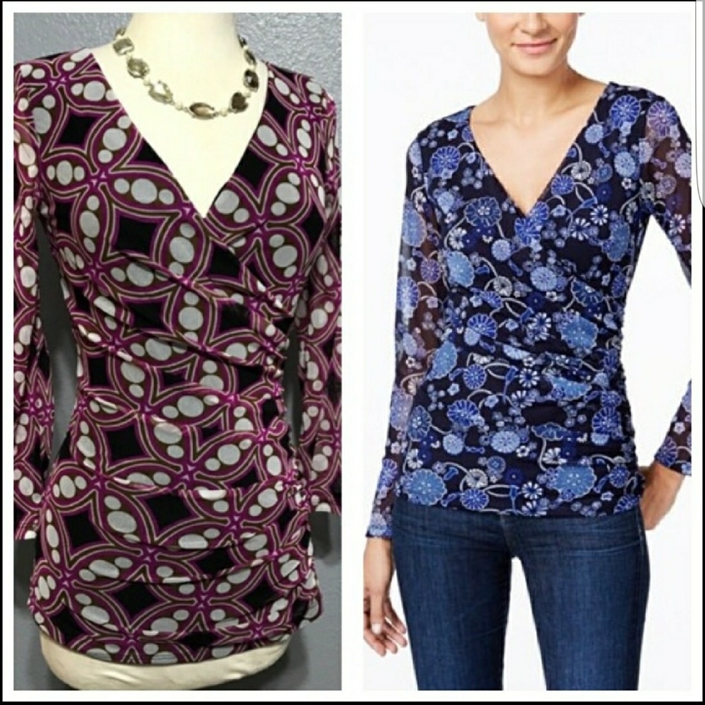 Sheer faux wrap top